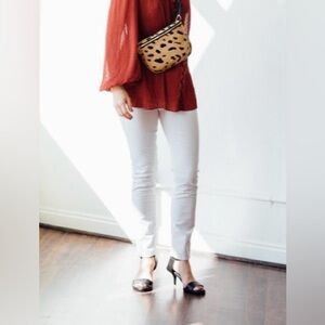 MOTHER DENIM MID RISE DAZZLER CORDUROY PANTS IN CHALK
